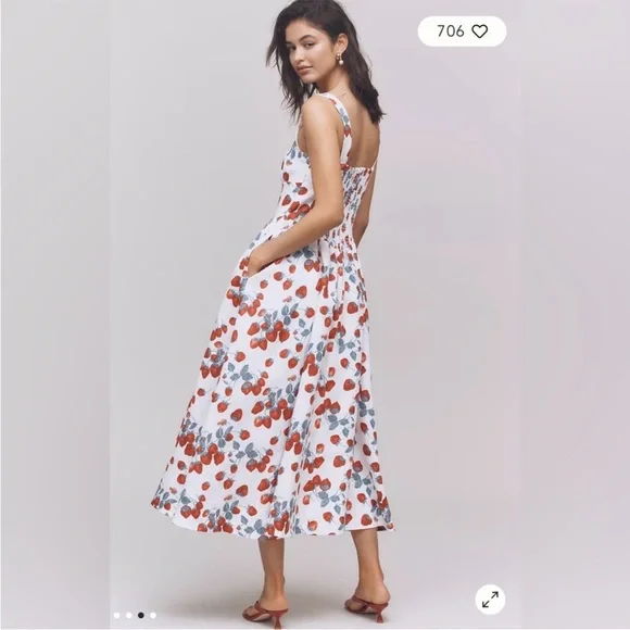 Reformation Balia Linen Sleeveless Basque-Waist Midi Dress - Picture 2 of 14